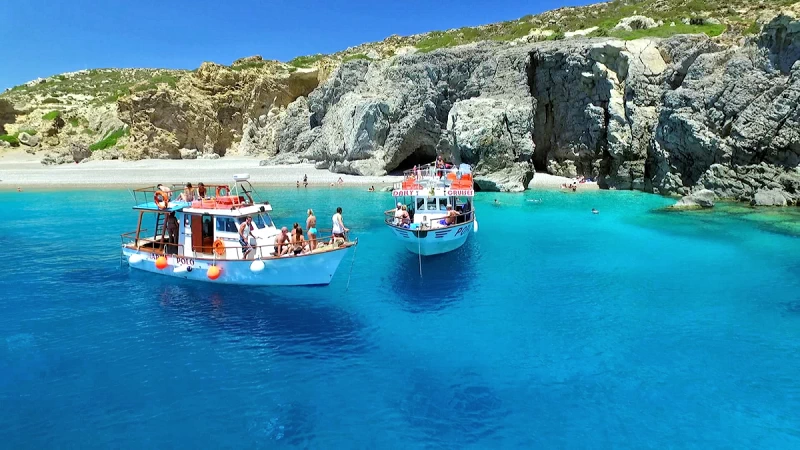 Boat trip to Anthony Quinn, Kallithea bays & Traganou caves