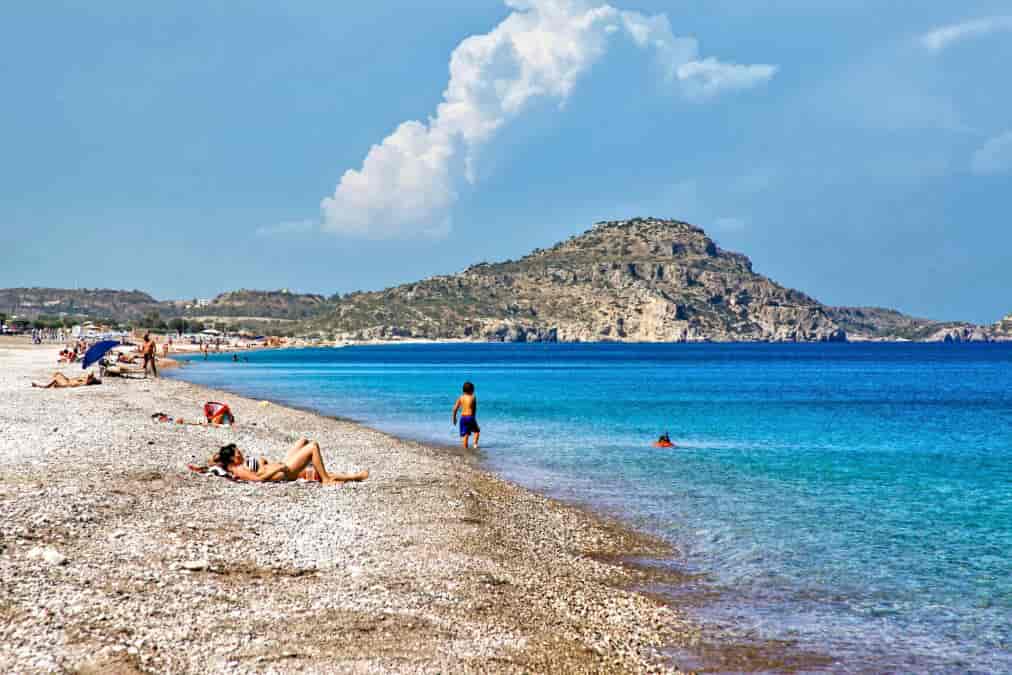 Crystal Clear Water of Mediterranean Sea on Afandou Beach on